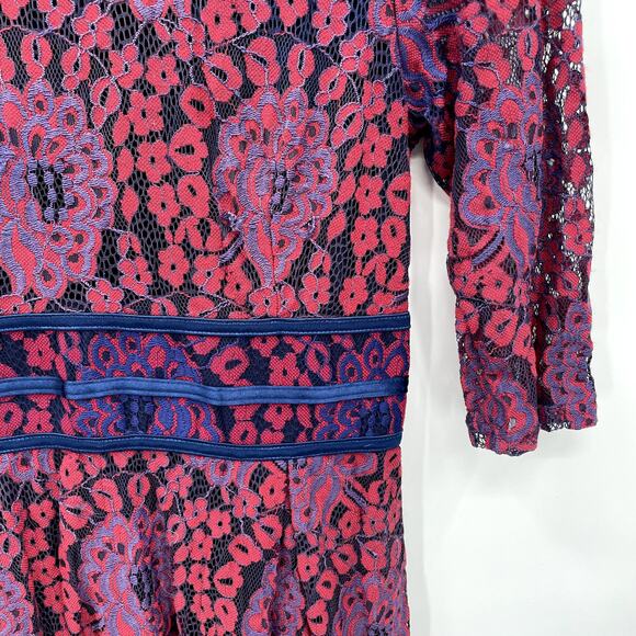 MIUSOL Maroon Navy 3/4 Lace Fit and Flare Dress // S - Picture 10 of 15